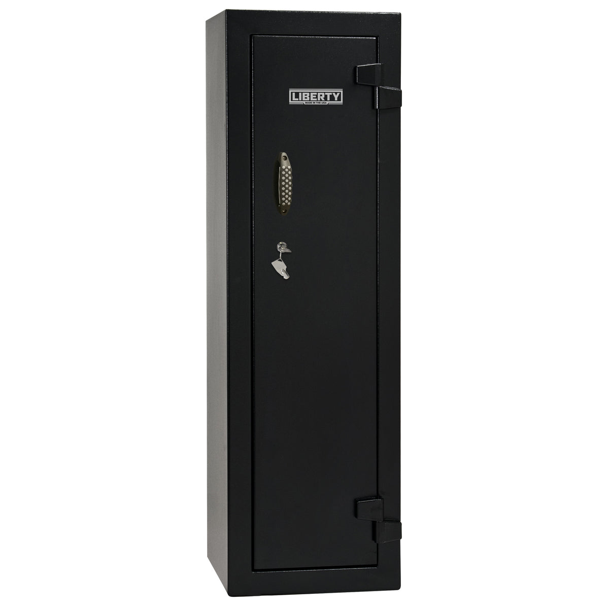 Gun Cabinet 14 | Dimensions: 59"(H) x 18"(W) x 16"(D*) | Textured Black - Closed