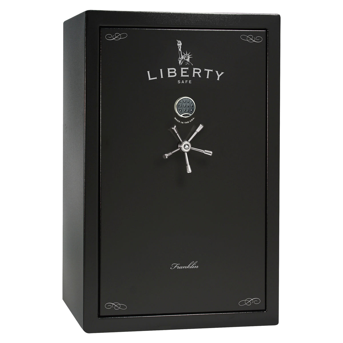 Franklin 45 | Pro Flex Interior |  Level 5 Security | 110 Minute Fire Protection | Dimensions: 60.5"(H) x 42"(W) x 27.5"(D) | Up to 60 Long Guns | Black Textured | Electronic Lock - Closed