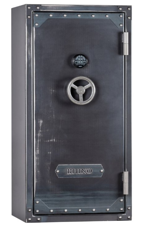 RHINO STRONG BOX RSB6030EX GUN SAFE  GUN SAFE 640 lbs, 80 Minute Fire, Deluxe Door Organizer, Power Outlet, UL Listed Lock, and Swing Out Gun Rack Compatible, External Dimensions: 60