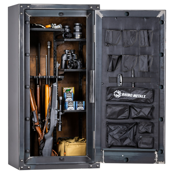 RHINO STRONG BOX RSB6030EX GUN SAFE  GUN SAFE 640 lbs, 80 Minute Fire, Deluxe Door Organizer, Power Outlet, UL Listed Lock, and Swing Out Gun Rack Compatible, External Dimensions: 60&quot;H x 30&quot;W x 25&quot;D