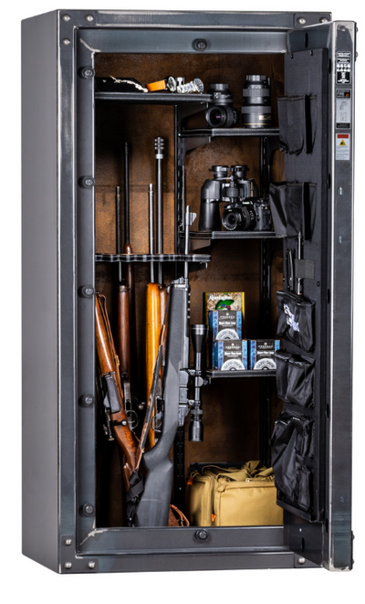 RHINO STRONG BOX RSB6030EX GUN SAFE  GUN SAFE 640 lbs, 80 Minute Fire, Deluxe Door Organizer, Power Outlet, UL Listed Lock, and Swing Out Gun Rack Compatible, External Dimensions: 60"H x 30"W x 25"D