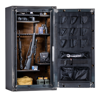 RHINO STRONG BOX RSB6636EX GUN SAFE  GUN SAFE 875 lbs, 80 Minute Fire, Deluxe Door Organizer, Power Outlet, UL Listed Lock, and Swing Out Gun Rack Compatible, External Dimensions: 66