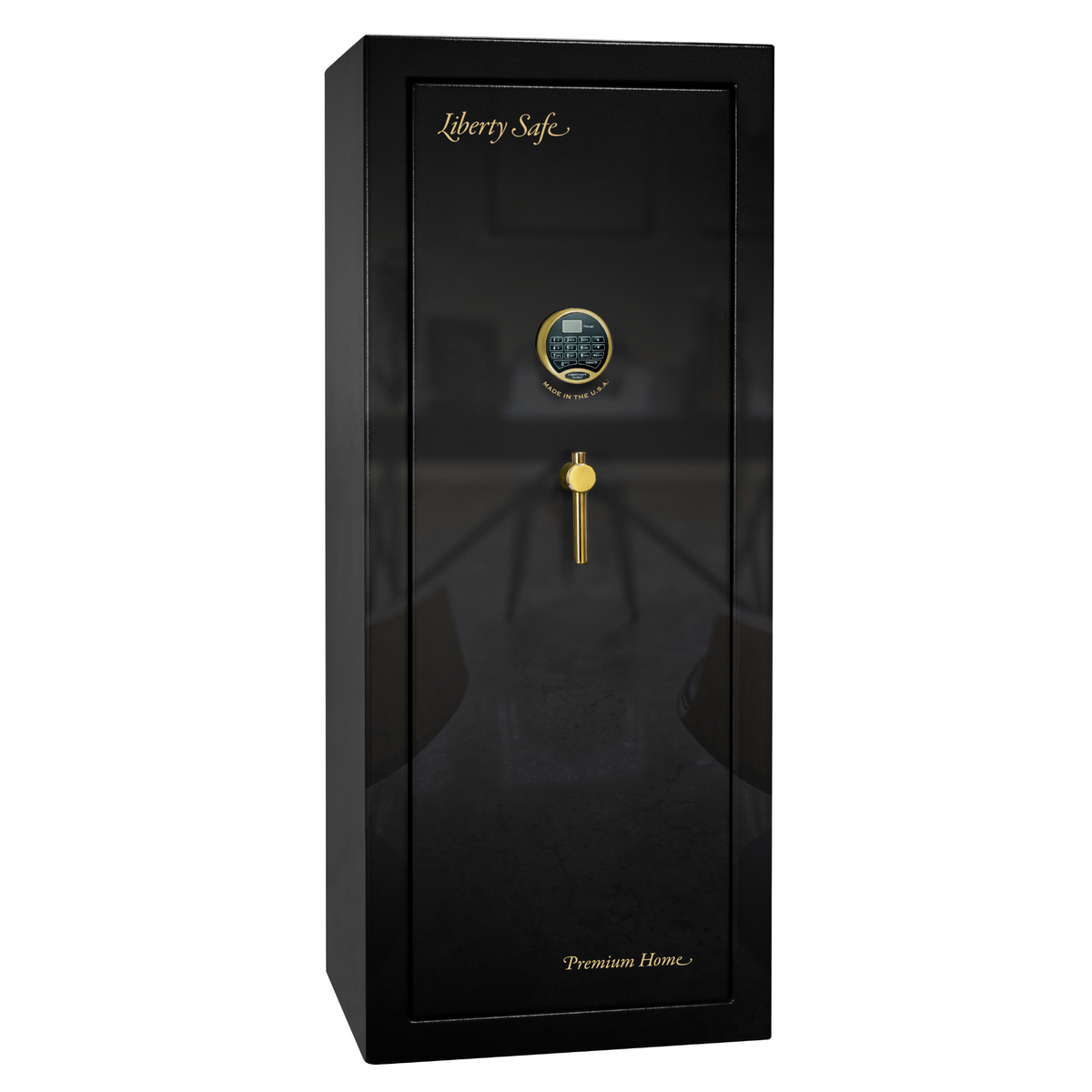 Premium Home Series | Level 7 Security | 2 Hour Fire Protection | 17 | Dimensions: 60.25&quot;(H) x 24.5&quot;(W) x 19&quot;(D) | Black Gloss Brass - Closed Door